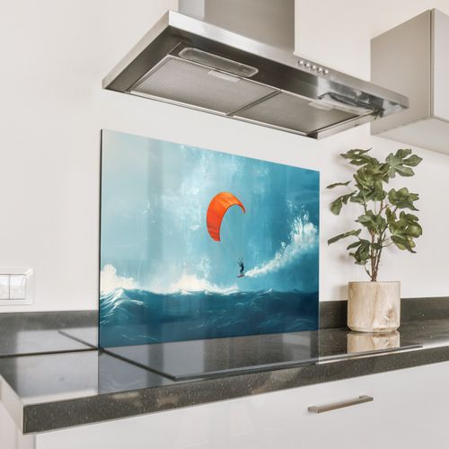 Spatscherm Aluminium - Kitesurfer - Oranje - Zee - Lucht