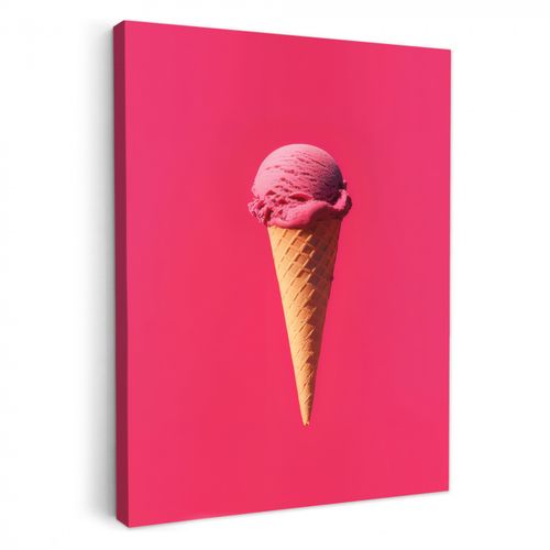 Canvas schilderij - Schepijs - Roze - Hoorntje