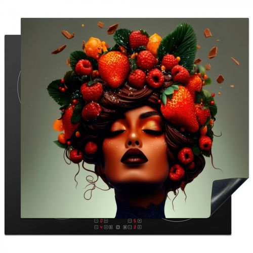 Inductie beschermer - Vrouw - Chocolade - Frambozen - Aardbeien - Koekjes