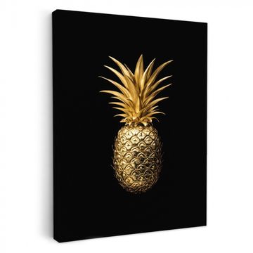 Canvas schilderij - Ananas - Zwart - Goud - Luxe