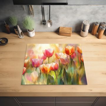 Inductie beschermer - Tulpen - Sprookjesachtig - Kleurrijk