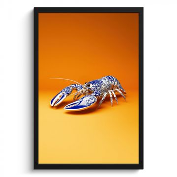 Poster met lijst - Kreeft - Delftsblauw - Schild - Stoer - Oranje