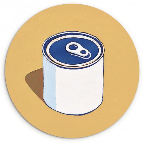Muurcirkel - Blikje - Minimalistisch - Blauw - Illustratie