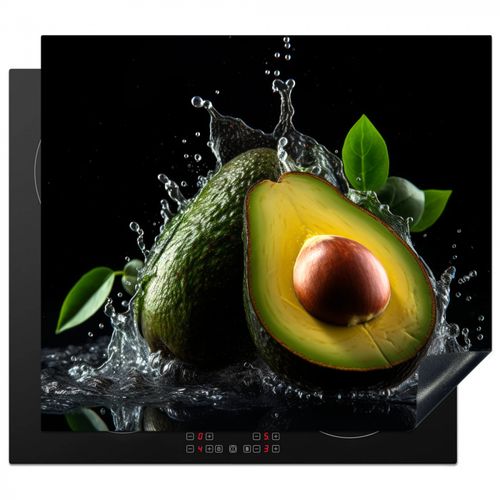 Inductie beschermer - Avocado - Groente - Bladeren - Water - Zwart - Groen