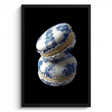 Poster met lijst - Eten - Macarons - Delfts blauw - Koekjes