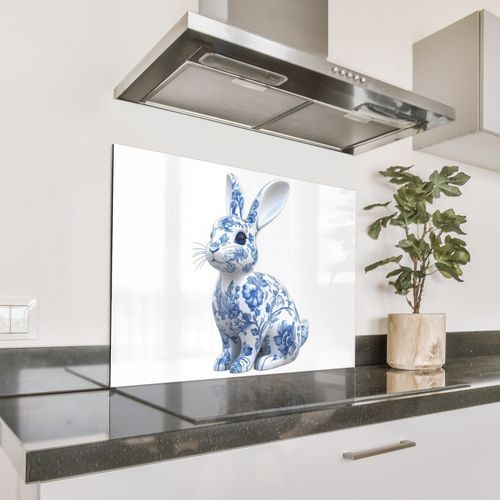 Spatscherm Aluminium - Delftsblauw - Haasje - Wit