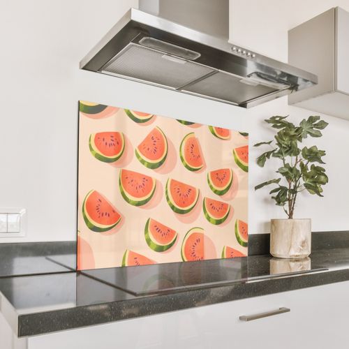 Spatscherm Aluminium - Watermeloen - Schijfjes - Pitten - Rood