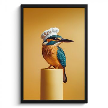 Poster met lijst - Ijsvogel - Pilaar - Koksmuts - Vogel