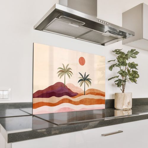 Spatscherm Aluminium - Palmbomen - Abstract - Zon - Heuvels