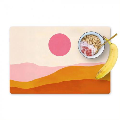 Placemat vinyl - Zon - Heuvels - Abstract - Roze