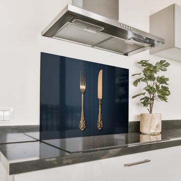 Spatscherm Aluminium - Bestek - Donkerblauw - Goud