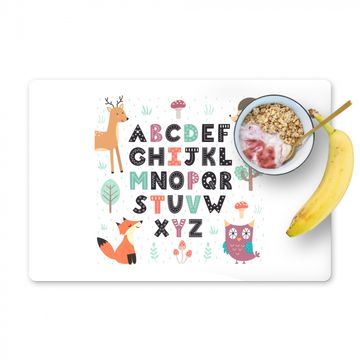 Placemat vinyl - Illustratie alfabet met bosdieren