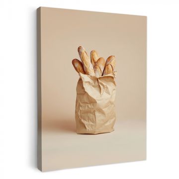 Canvas schilderij - Baguette - Brood - Stokbrood - Beige