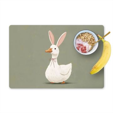 Placemat vinyl - Eend - Konijnoren - Grijs