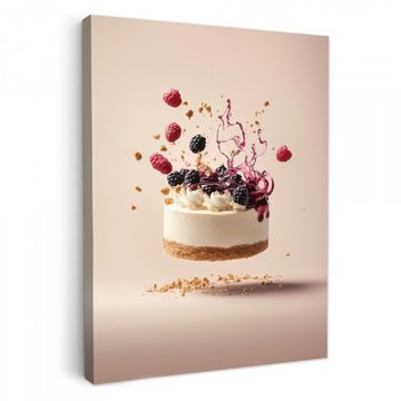 Canvas schilderij - Cheesecake - Eten - Roze - Taart