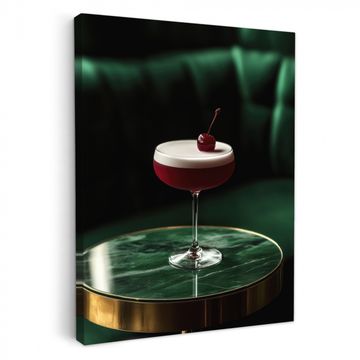 Canvas schilderij - Kers - Cocktail - Rood - Marmer