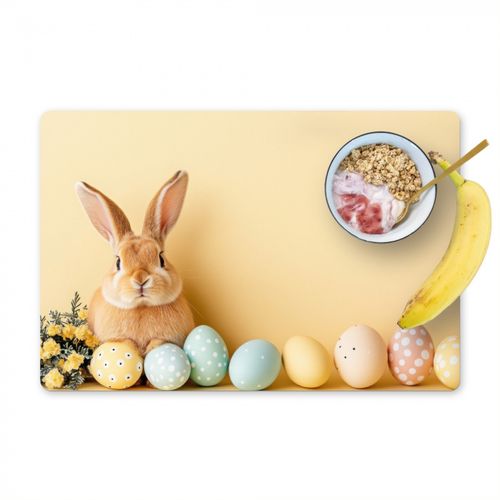 Placemat vinyl - Eieren -  Konijn - Pasteltinten