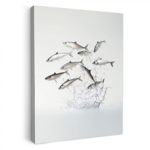 Canvas schilderij - Vissen - Water - Wit
