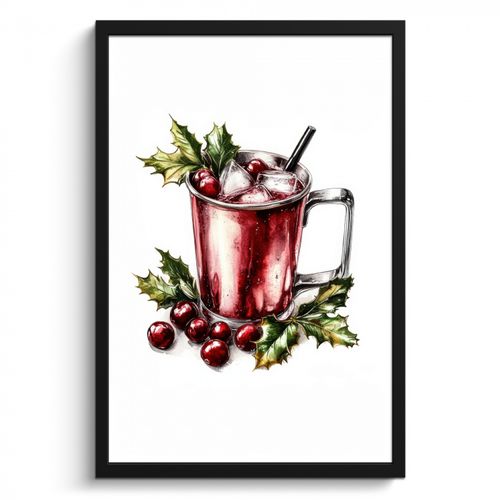 Poster met lijst - Drank - Winter - Cocktail - Rood