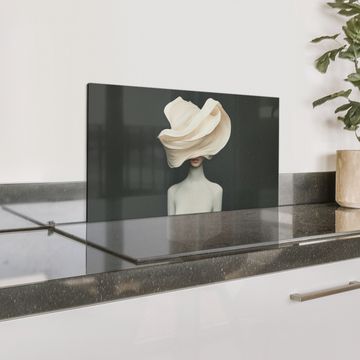 Spatscherm Aluminium - Vrouw - Beige - hoed
