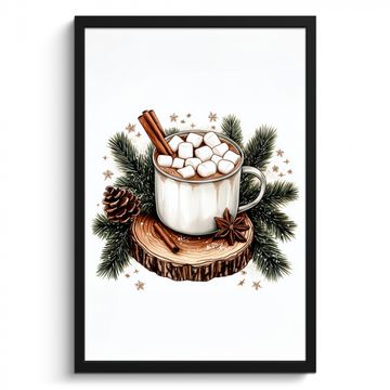 Poster met lijst - Winter - Hout - Chocolademelk - Drink - Kerst