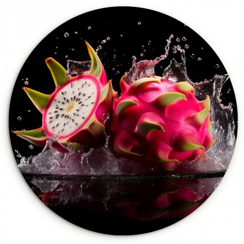 Muurcirkel - Drakenfruit - Zwart - Water - Vrucht - Fruit