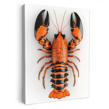 Canvas schilderij - Kreeft - Zwart - Oranje - Wit - Uniek