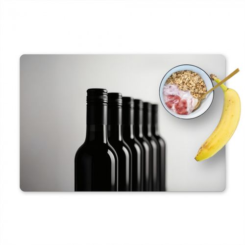 Placemat vinyl - Wijnflessen - Zwart - Minimalistisch