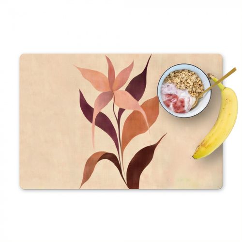 Placemat vinyl - Minimalistisch - Bloem - Bladeren - Beige