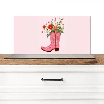 Spatscherm Aluminium - Cowboylaarzen - Roze - Boeket - Bloemen