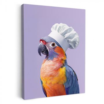 Canvas schilderij - Papegaai - Koksmuts - Paars - Cute