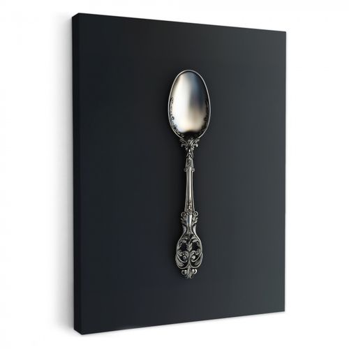 Canvas schilderij - Lepel - Zilver - Metaal