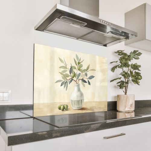 Spatscherm Aluminium - Vaas - Keramiek - Olijftakken
