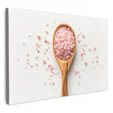Canvas schilderij - Lepel - Zout - Roze