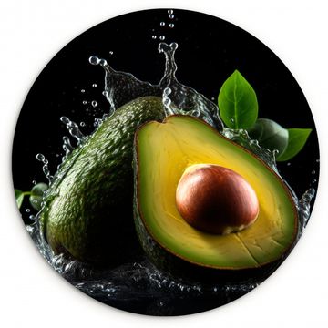 Muurcirkel - Avocado - Groente - Bladeren - Water - Zwart - Groen