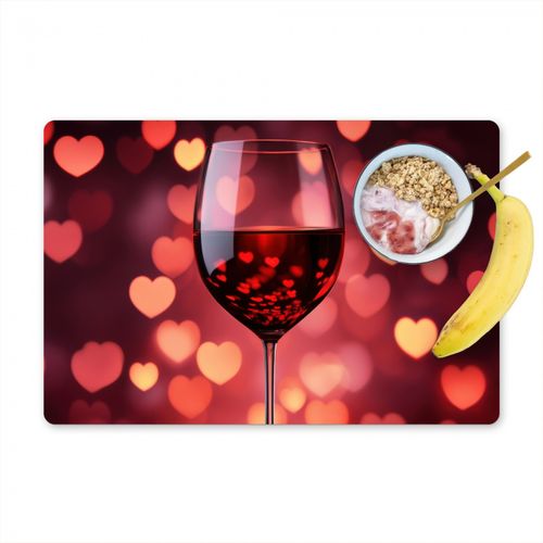 Placemat vinyl - Rood - Wijn - Hartjes