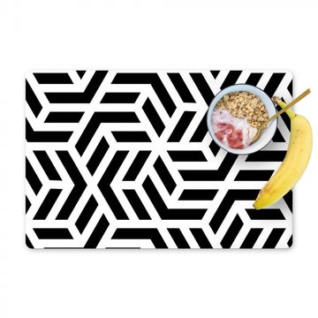 Placemat vinyl - Zwart-wit Labyrinth
