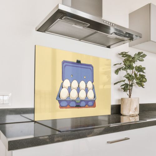 Spatscherm Aluminium - Eieren - Doos - Minimalistisch - Blauw