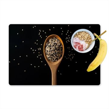 Placemat vinyl - Sesam - Lepel - Zwart