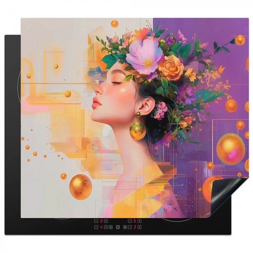 Inductie beschermer - Abstract - Vrouw - Bloemenkroon - Goud