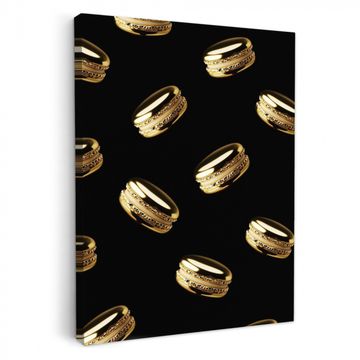 Canvas schilderij - Macarons - Patroon - Goud - Zwart