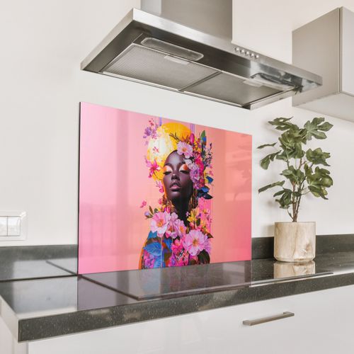 Spatscherm Aluminium - Kleurrijk - Bloemen - Vrouw - Zon