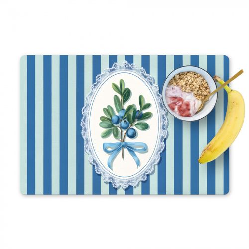 Placemat vinyl - Illustratie - Bessen - Blauw - Strepen