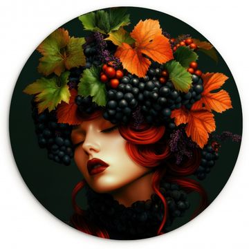 Muurcirkel - Vrouw - Rood - Groen - Druiven