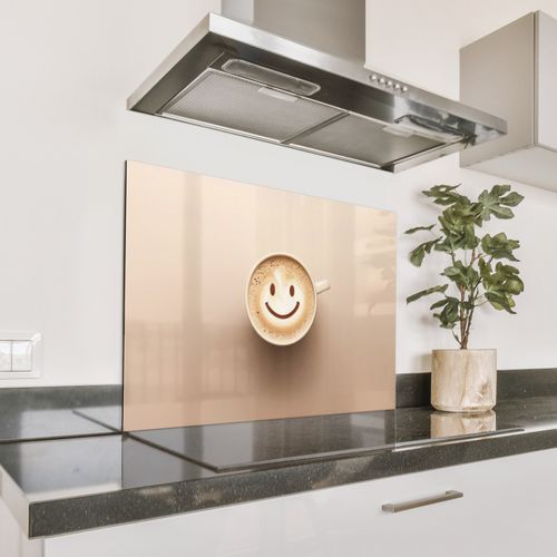 Spatscherm Aluminium - Koffie - Melkschuim - Lach - Beige