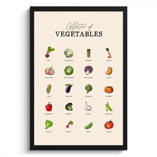 Poster met lijst - Groenten Verzameling