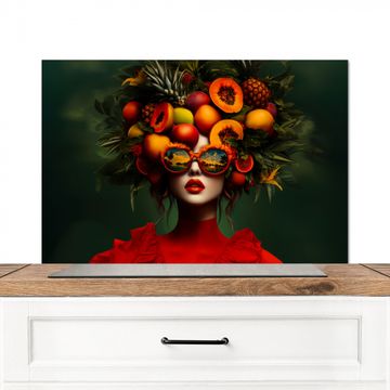Spatscherm Aluminium - Vrouw - Vruchten - Papaja - Ananas