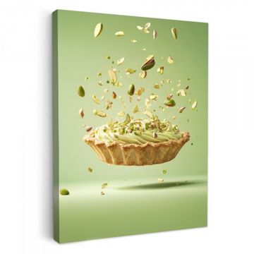 Canvas schilderij - Pistache - Taart - Noten - Eten