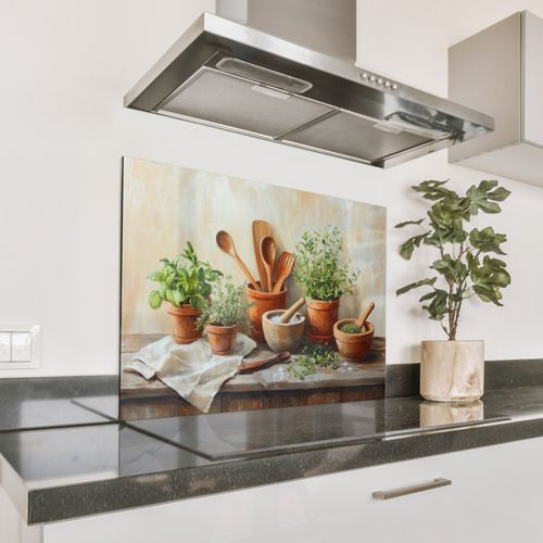 Spatscherm Aluminium - Potten - Kruiden - Hout