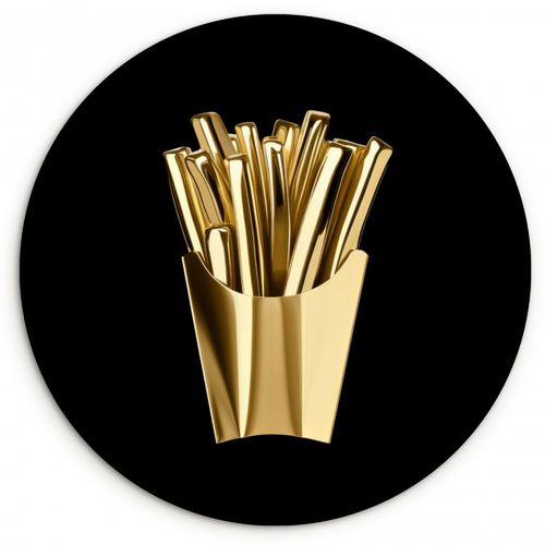 Muurcirkel - Friet - Goud - Chrome - Eten